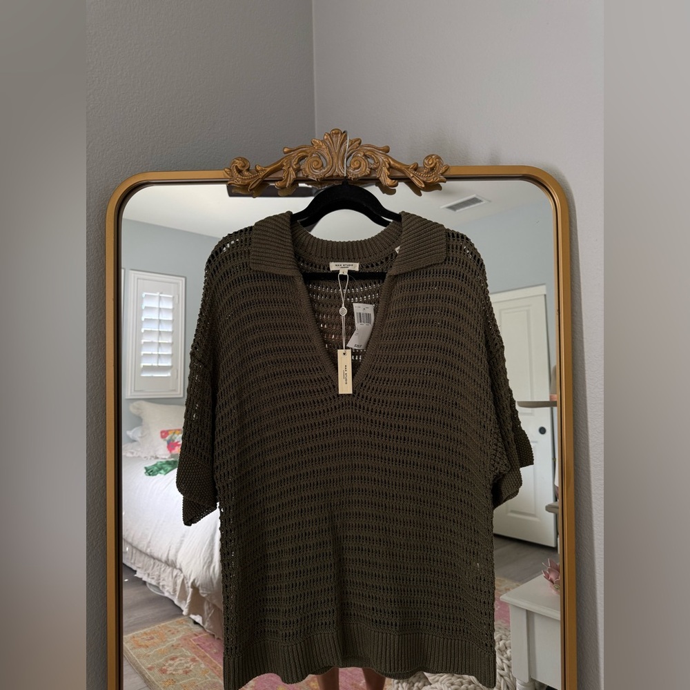 Max Studio Olive Green Knit Sweater